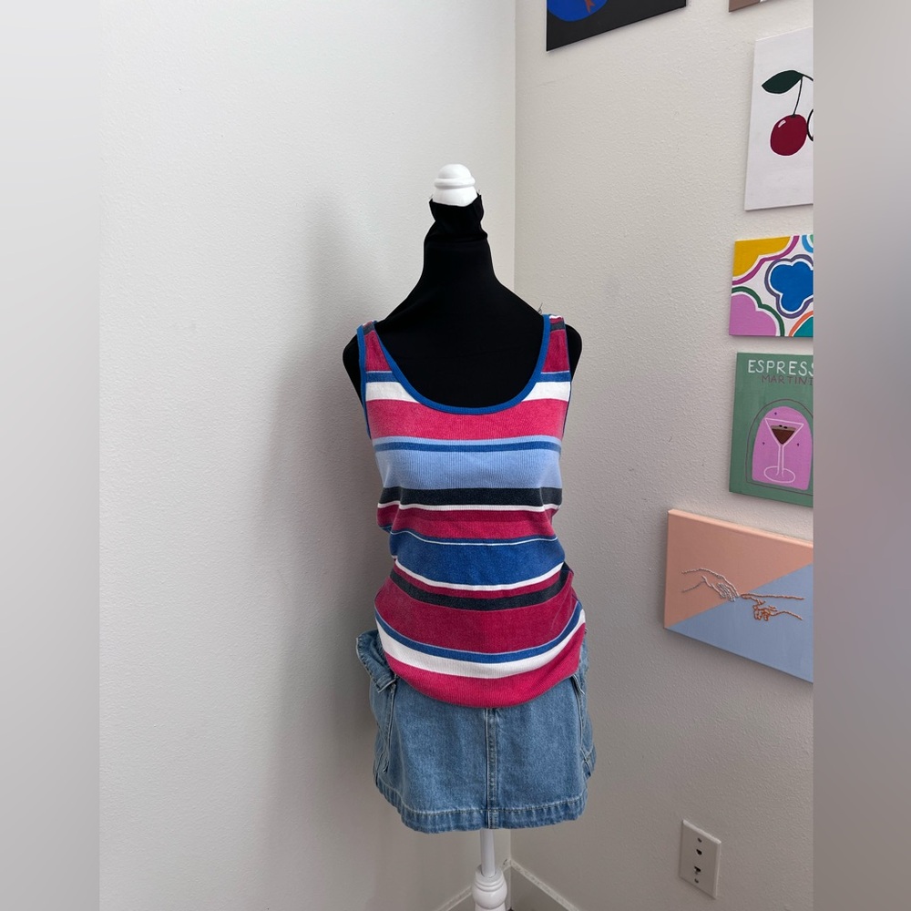 striped knit tank top